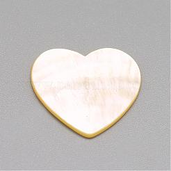 パールシェルカボションのナチュラルホワイトシェルマザー  ハート  貝殻色  19~20x20x1~2mm&nbsp;SSHEL-R041-53