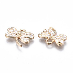 ライトゴールドメッキ合金チャーム  エナメル  カドミウムフリー＆鉛フリー  トンボ  ホワイト  11x16x2mm  穴：2mm&nbsp;ENAM-T009-69E-RS