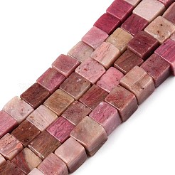 天然石ロードナイトビーズ連売り  キューブ  6~7x6~6.5x6~6.5mm  穴：1mm  約60~61個/連  15~15.366''（38.1~39センチメートル）&nbsp;G-T139-6x6-03