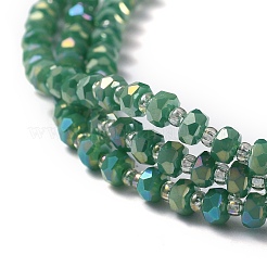 電気メッキガラスビーズセット  ファセットロンデル  フル虹メッキ  シーグリーン  4x3mm  穴：0.8mm  25.20~25.59インチ（64~65cm）&nbsp;EGLA-J147-A-FR02