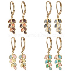 Leaf 304 Stainless Steel Enamel Leverback Earrings&nbsp;EJEW-JE06261