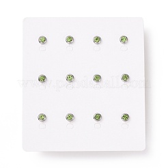 ラインストーン カラム スタッド イヤリング  女性用ステンレスカラーメッキ304ステンレスジュエリー  ペリドット  15x6mm  ピン：0.8mm&nbsp;EJEW-H357-04P-05