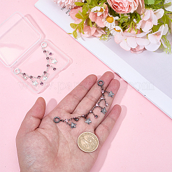 2Pcs 2 Colors Brass Burgundy Rhinestone European Safety Chains with Charms&nbsp;KK-BM0001-03