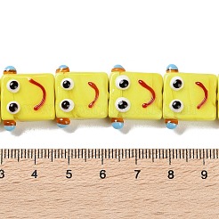 手作りランプワークビーズ連売り  ロボット  きいろ  16x19.5x9.5mm  穴：1.8mm  約30個/連  18.90''（48センチメートル）&nbsp;LAMP-Q036-07C
