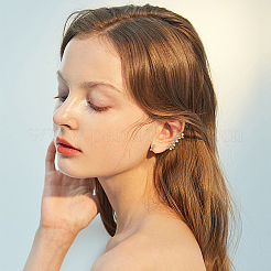 4Pcs 4 Style Crystal Rhinestone Curved Bar Cuff Earrings with Imitation Pearl Beaded&nbsp;EJEW-HY0001-04