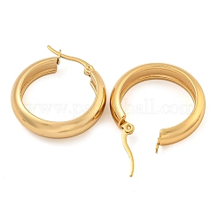 202 ステンレススチールフープピアス  女性用304ステンレスピン付き  ゴールドカラー  26x6mm&nbsp;EJEW-H003-38G-03