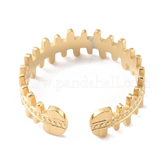 304 Stainless Steel Fish Bones Open Cuff Rings&nbsp;RJEW-D002-28G