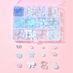 ミックスシェイプ＆ミックススタイルのアクリルビーズファインディングキット  ライトスカイブルー  7.5~20x7~20x4~8.5mm  穴：1.5~2mm&nbsp;DIY-FS0007-09A