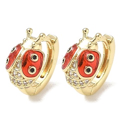 Brass Micro Pave Cubic Zirconia Hoop Earring&nbsp;KK-CBA98BA-09G-A