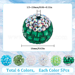 30Pcs 6 Style Polymer Clay Pave Rhinestone Beads&nbsp;CLAY-SC0001-78B