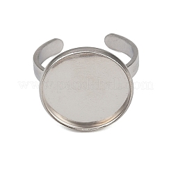 304ステンレススチールカフリング部品  ベゼルカップリングのセッティング  フラットラウンド  ステンレス鋼色  トレイ：18mm  3mm  調整可能&nbsp;STAS-D372-07P-06
