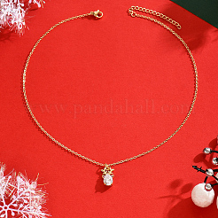 真鍮パヴェクリアキュービックジルコニアクリスマス鹿ペンダントネックレス（女性用）  ゴールドカラー  15.35インチ（39cm）&nbsp;VL6626