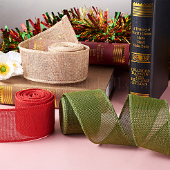 3 Rolls 3 Colors Polyester Imitation Linen Wrapping Ribbon&nbsp;OCOR-YS0001-02A