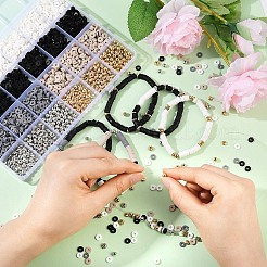 DIY ポリマー粘土ビーズ & CCB プラスチックビーズブレスレット作成キット  ブラック  5~6x0.5~1mm  穴：1.2mm&nbsp;DIY-YW0012-06B