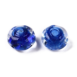 手作りランプワークビーズ連売り  ロンデル  ブルー  11.5~12.5x7mm  穴：2.5mm  約20個/連  5.51~6''（14~15センチメートル）&nbsp;LAMP-T021-15B