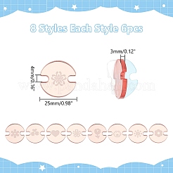 48枚 8種類のアクリルシート  フラットラウンド  ピンク  25x3mm  6個/スタイル&nbsp;FIND-WR0011-65B