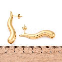 ティアドロップ 304 ステンレススチール スタッド イヤリング  ゴールドカラー  41x7.5mm&nbsp;EJEW-A125-28B-G