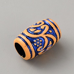 レジンヨーロピアンビーズ  花柄バレル大穴ビーズ  藤紫色  15x11mm  穴：6mm&nbsp;RESI-WH20010-19A