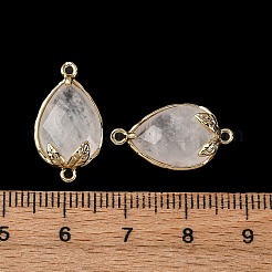 天然水晶ファセットティアドロップコネクタチャーム  真鍮のストロベリーリンク  ゴールドカラー  20x11.5x5mm  穴：1.2mm&nbsp;G-B081-03G-16