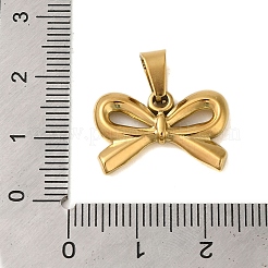 イオンプレーティング（IP）304ステンレスペンダント  ちょう結びチャーム  ゴールドカラー  12.5x20x2.5mm  穴：6x3.5mm&nbsp;STAS-C103-25G