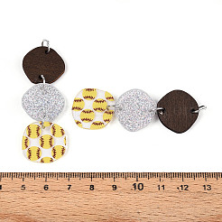 プリントアクリルビッグペンダント  木とグリッターパウダー入り  フラットラウンド  フラットラウンド  58x19.5x2.5mm  穴：5mm&nbsp;OACR-N144-03