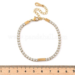304 Stainless Steel Pave Cubic Zirconia Square Link Chain Bracelets for Women&nbsp;BJEW-B134-04G