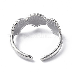 女性用304ステンレススチールシェルオープンカフリング  ステンレス鋼色  内径：17mm&nbsp;RJEW-C046-04P