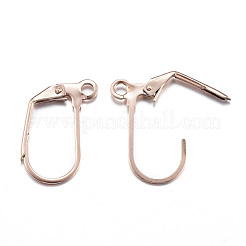 イオンプレーティング(IP) 304 ステンレススチール レバーバック イヤリング金具  カン付き  ローズゴールド  18x13x2mm  穴：2mm  ピン：0.6x0.8mm&nbsp;X-STAS-D167-58RG