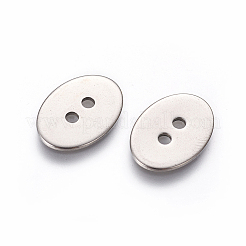 変色しにくい201ステンレススチールボタン  オーバル  2穴  ステンレス鋼色  17x12x2mm  穴：1.8mm&nbsp;X-STAS-L234-006A