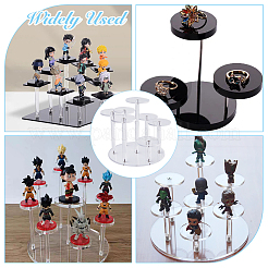 7 段の丸いアクリル ミニフィギュア オーガナイザー ディスプレイ ライザー  アクションフィギュア用卓上玩具ディスプレイスタンド  人形  コレクション収納  透明  15x14.8cm&nbsp;ODIS-WH0002-56A