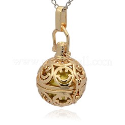 Golden Tone Brass Hollow Round Cage Pendants&nbsp;KK-J216-08G