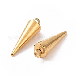 イオンプレーティング（IP）304ステンレスペンダント  スパイク/コーン  ゴールドカラー  18x5mm  穴：2mm.&nbsp;STAS-G214-47G