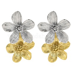 304 Stainless Steel Flower Stud Earrings for Women&nbsp;EJEW-U023-09GP