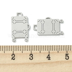 変色しない201ステンレススチールペンダント  レーザー切断  スーツケースチャーム  ステンレス鋼色  17.5x10.5x1mm  穴：1.6x1.6mm&nbsp;STAS-U003-23P