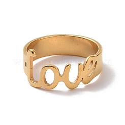 Ion Plating(IP) 201 Stainless Steel Word Love Finger Ring&nbsp;RJEW-J051-44G