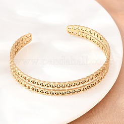Hollow 304 Stainless Steel Open Cuff Bangles for Women&nbsp;BJEW-F547-02G