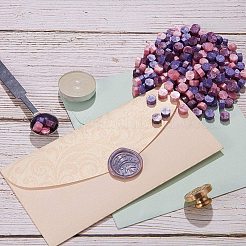 レトロシーリングスタンプ用ワックス粒子のシール  ステンレス鋼スプーン  スペシャルペイントスクープシーリングワックスとキャンドル  ミックスカラー  67x42mm  シーリングワックス粒子：9x5mm  210個/セット&nbsp;DIY-CP0001-49A
