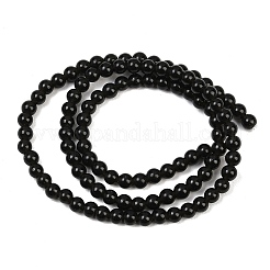 天然なオブシディアンのラウンドビーズ連売り  4mm  穴：1mm  約86~90個/連  14.7インチ&nbsp;G-E329-4mm-37