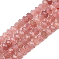 天然石ストロベリークォーツビーズ連売り  ロンデル  多面カット  8~8.5x5~6mm  穴：1mm  約68~76個/連  14.96~15.35''（38~39センチメートル）&nbsp;G-C259-A22-5x8mm
