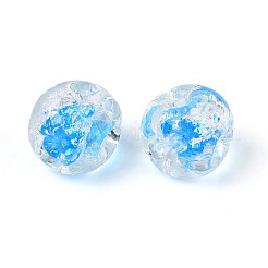 手作りのホイルランプワークビーズ連売り  バレル  ライトスカイブルー  10~11x9~10x9~10mm  穴：0.9~1.2mm  約40個/連  15.94~16.46''（40.5~41.8センチメートル）&nbsp;FOIL-T008-04D