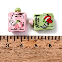 漫画の不透明樹脂デコデンカボション  いちごを飲む  ミックスカラー  18.5x13.5x6mm&nbsp;CRES-M038-01