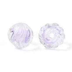テクスチャ加工された内側の花、手作りのランプワークビーズ  ラウンド  ラベンダー  12mm  穴：1.5mm  約20個/連&nbsp;LAMP-T024-07E