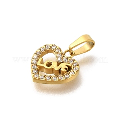 Ion Plating(IP) 304 Stainless Steel Micro Pave Cubic Zirconia Pendants&nbsp;STAS-H228-05G-01