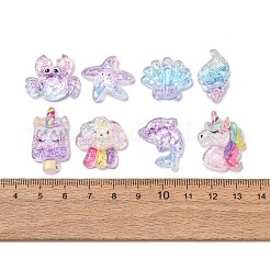海洋エポキシ樹脂カボション  グリッターパウダー付き  混合図形  19.5~28x13~23x6.5~7mm&nbsp;RE-CBAE980-01