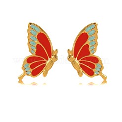 304 Stainless Steel Enamel Butterfly Stud Earrings&nbsp;EJEW-Z147-01G