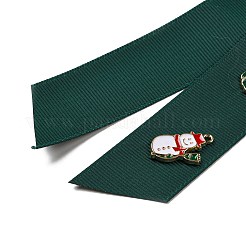 クリスマスポリエステルリボン安全ピンブローチ  合金エナメルサンタクロース＆キャンディケーン＆リース＆雪だるま付き  鉄のピン  ダークスレートグレー  170~175x65x0.6~4.5mm&nbsp;LS-JEWB-H012-01B