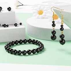 340Pcs 4 Sizes Natural Black Tourmaline Beads&nbsp;G-LS0001-25