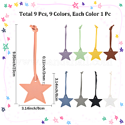 9個 9色 スター PUレザーペンダント装飾  バッグの飾りに  ミックスカラー  230mm  1 個/色&nbsp;HJEW-CL0001-01
