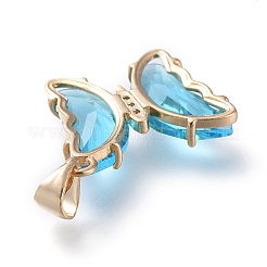 Brass Micro Pave Clear Cubic Zirconia Pendants&nbsp;ZIRC-P079-D01-15