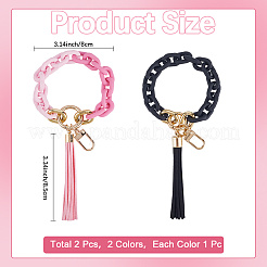2Pcs 2 Styles Acrylic & Zine Alloy & PU Pendant Decoration&nbsp;KEYC-CN0001-07B